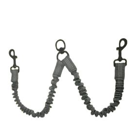 Pet Dog Double Leashes - No Tangle Dog Leash Coupler; Comfortable Shock Absorbing Reflective Bungee Lead for Nighttime Safety; Dual Dog Training (Specification (L * W): 2.5*50cm, colour: dark grey)