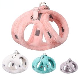 Soft and Warm Dog Harness and Leash Set - Winter Plush Dog Vest Harness with Reflective Bands (Specifications (length * width): M, colour: Set)